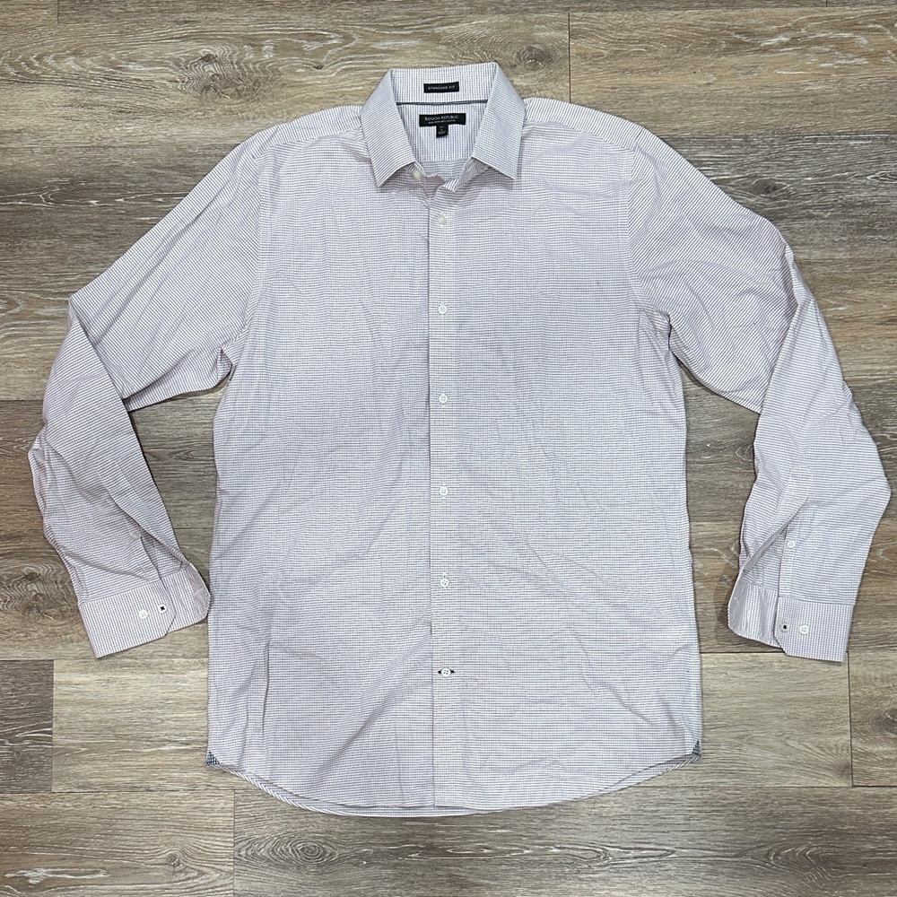 Banana Republic Tiny Check Dress Shirt Standard Fit